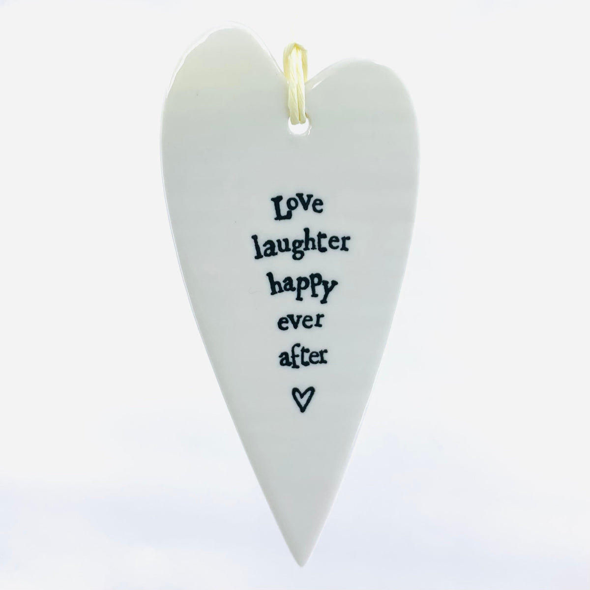 Porcelain Heart Sentiments Ornament Two&#39;s Company Love laughter and happy ever after 