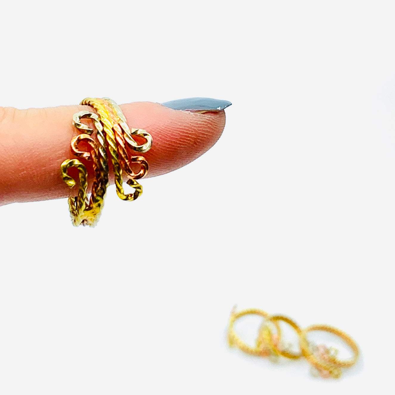 Boho Tri-Gold Wire Adjustable Ring Jewelry - 