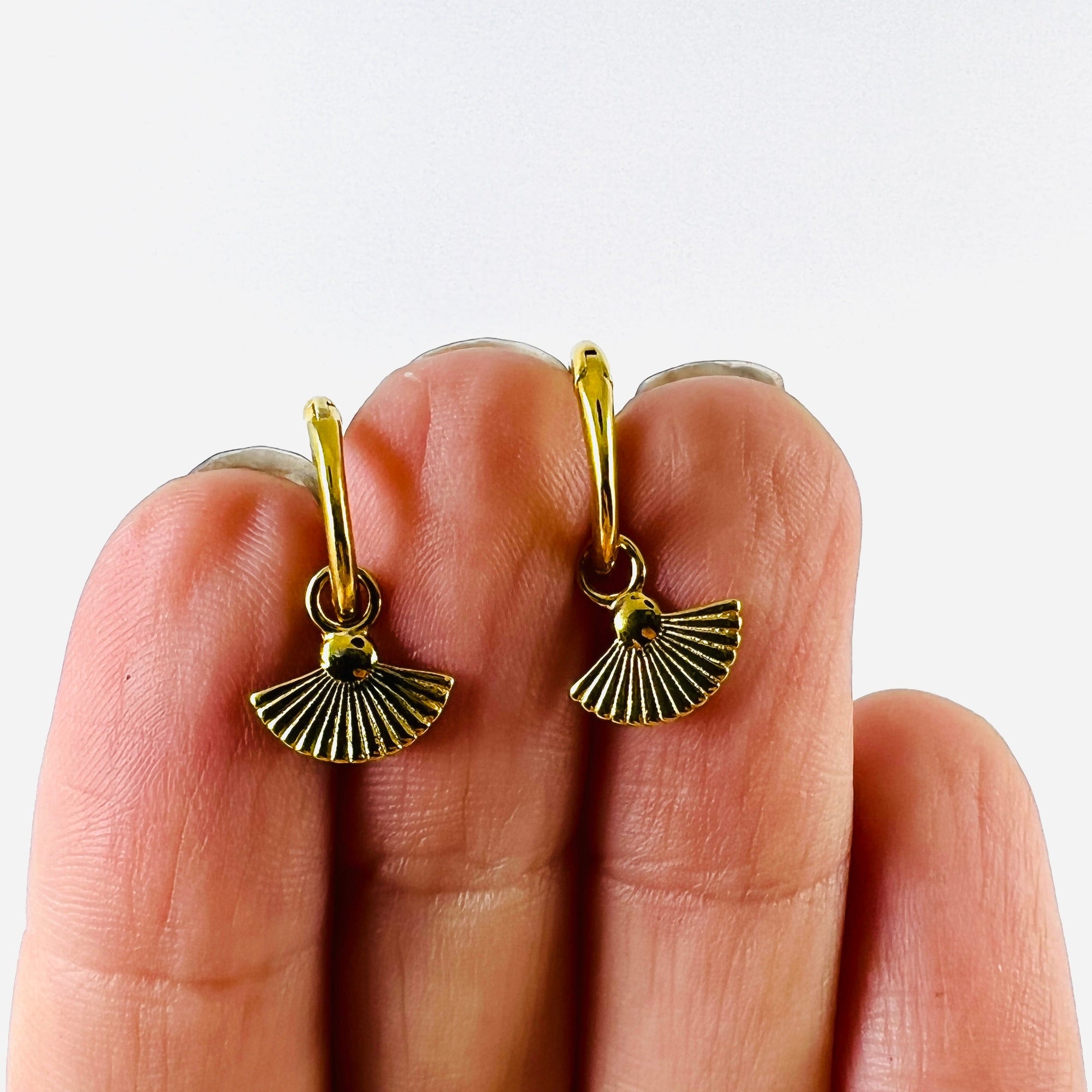 Tiny Gold Fan Earrings Jewelry Felix Z 