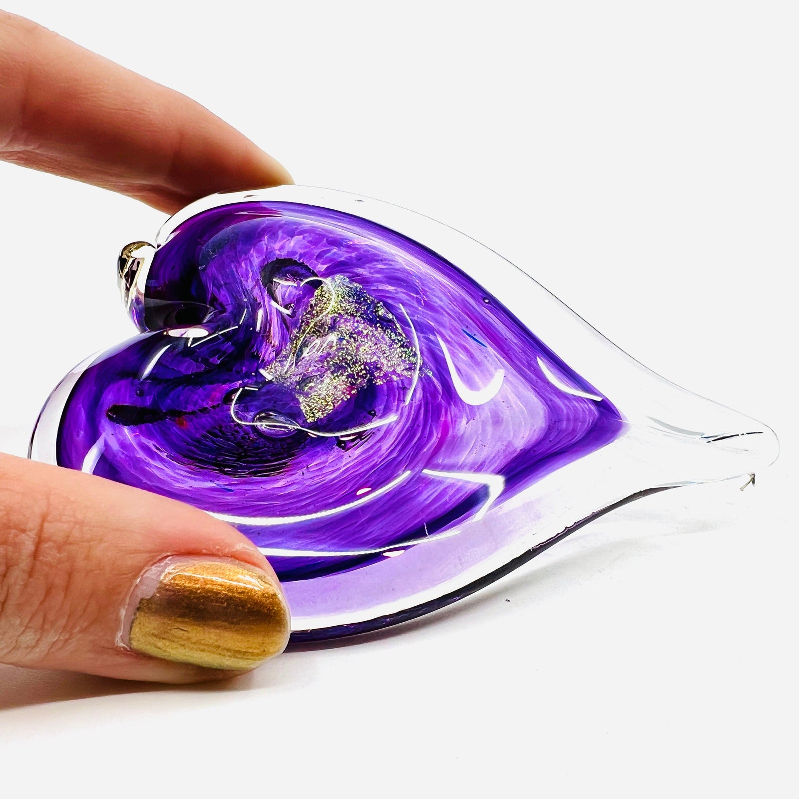 Heart Ornament, Amethyst Suncatcher Luke Adams Glass Blowing Studio 