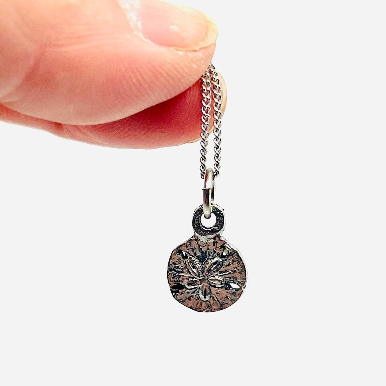 Pewter Sand Dollar Pendant Necklace Jewelry Basic Spirit 