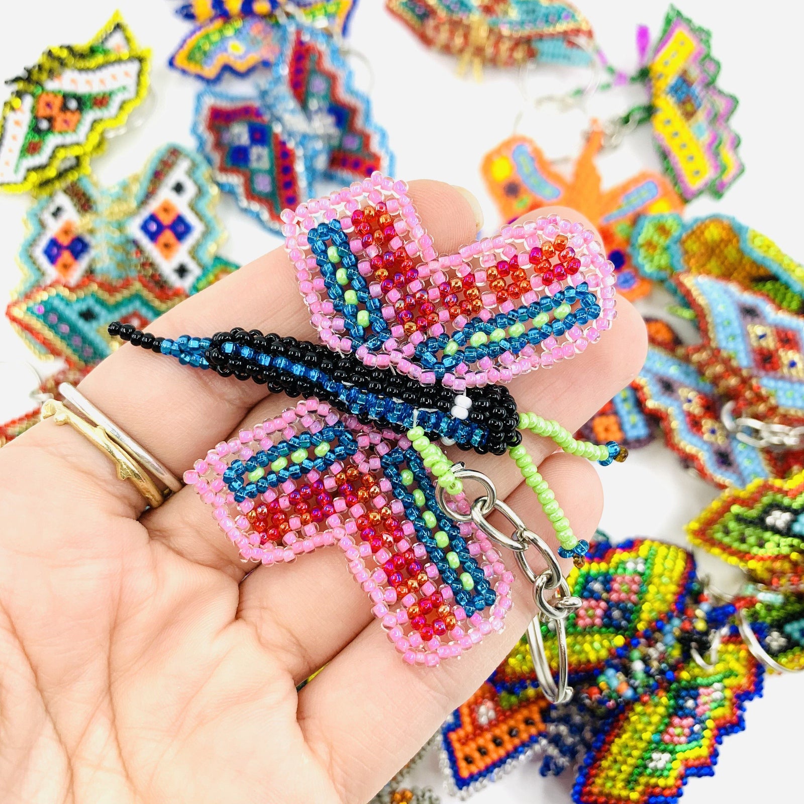 Glass Beaded Keychain, Butterfly Accessory Lumily 