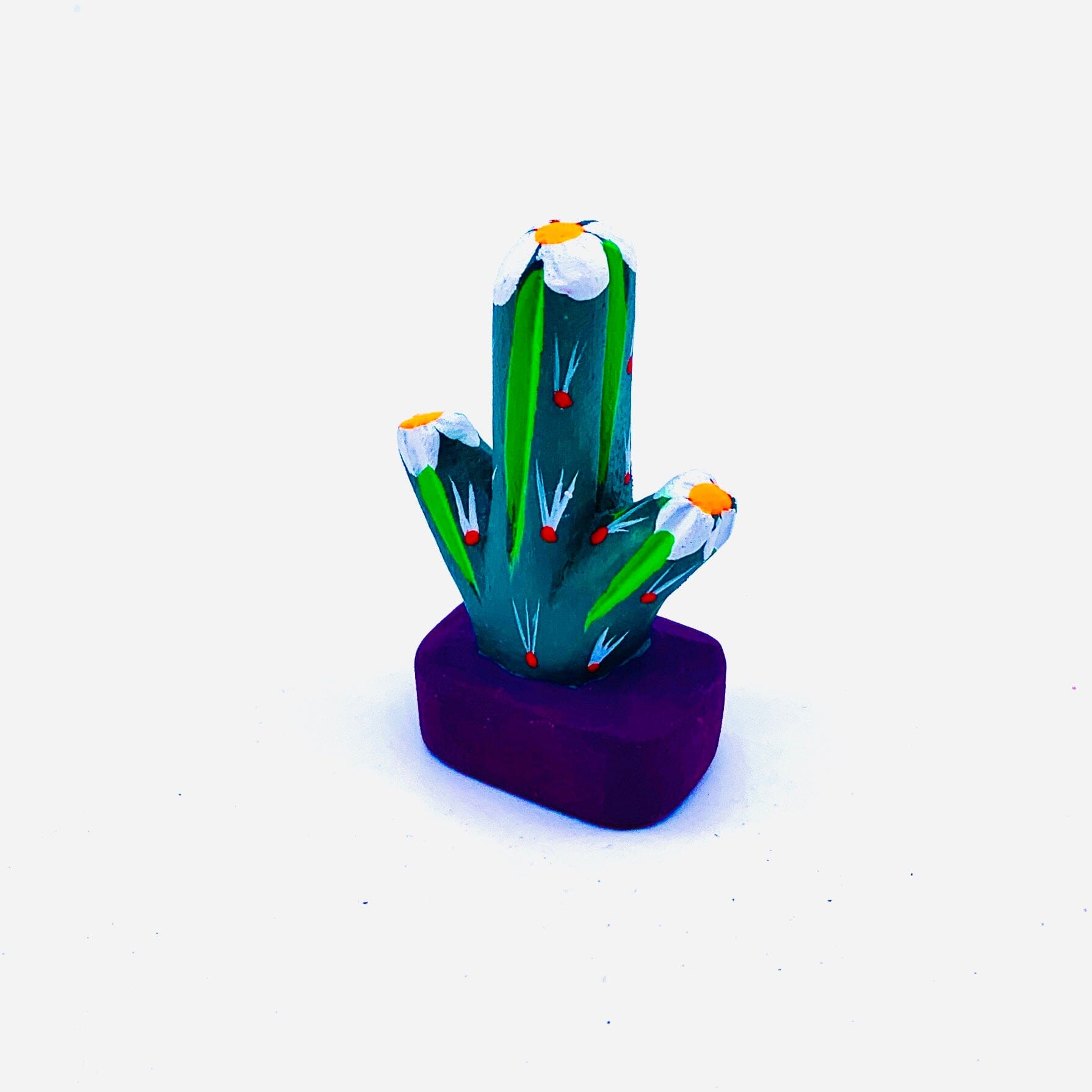 Oaxacan Wood Carved Animal, Cactus 58 Miniature Earth View 