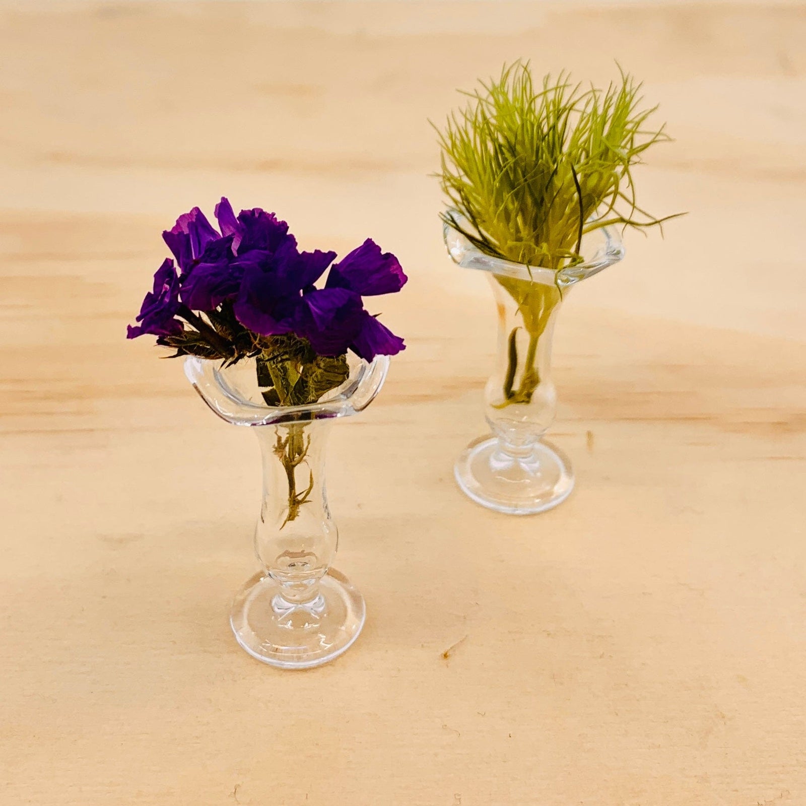 Tiny Glass Fluted Vase Miniature - 