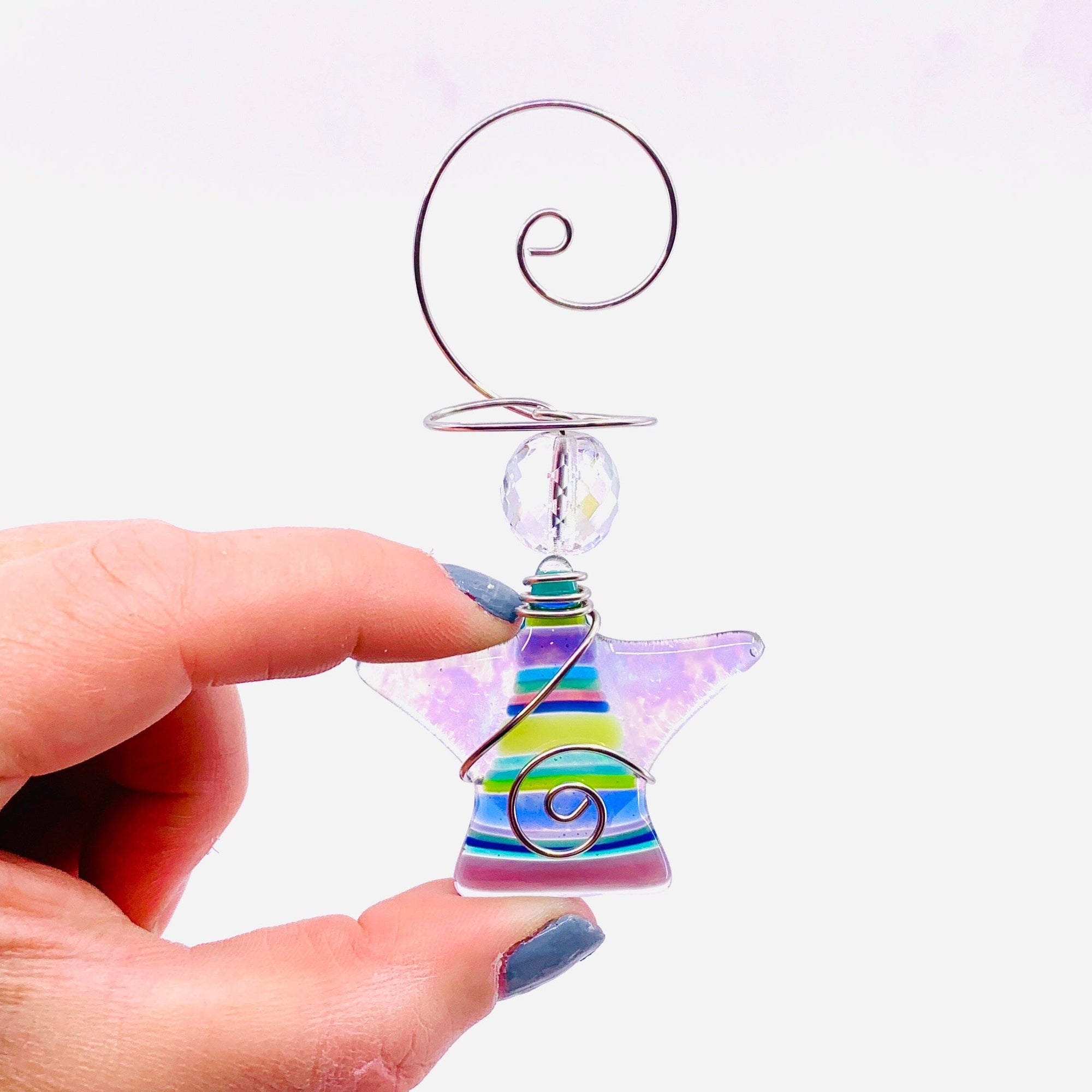 Striped Fused Tiny Angels, Violet Ornament Haywire Art 