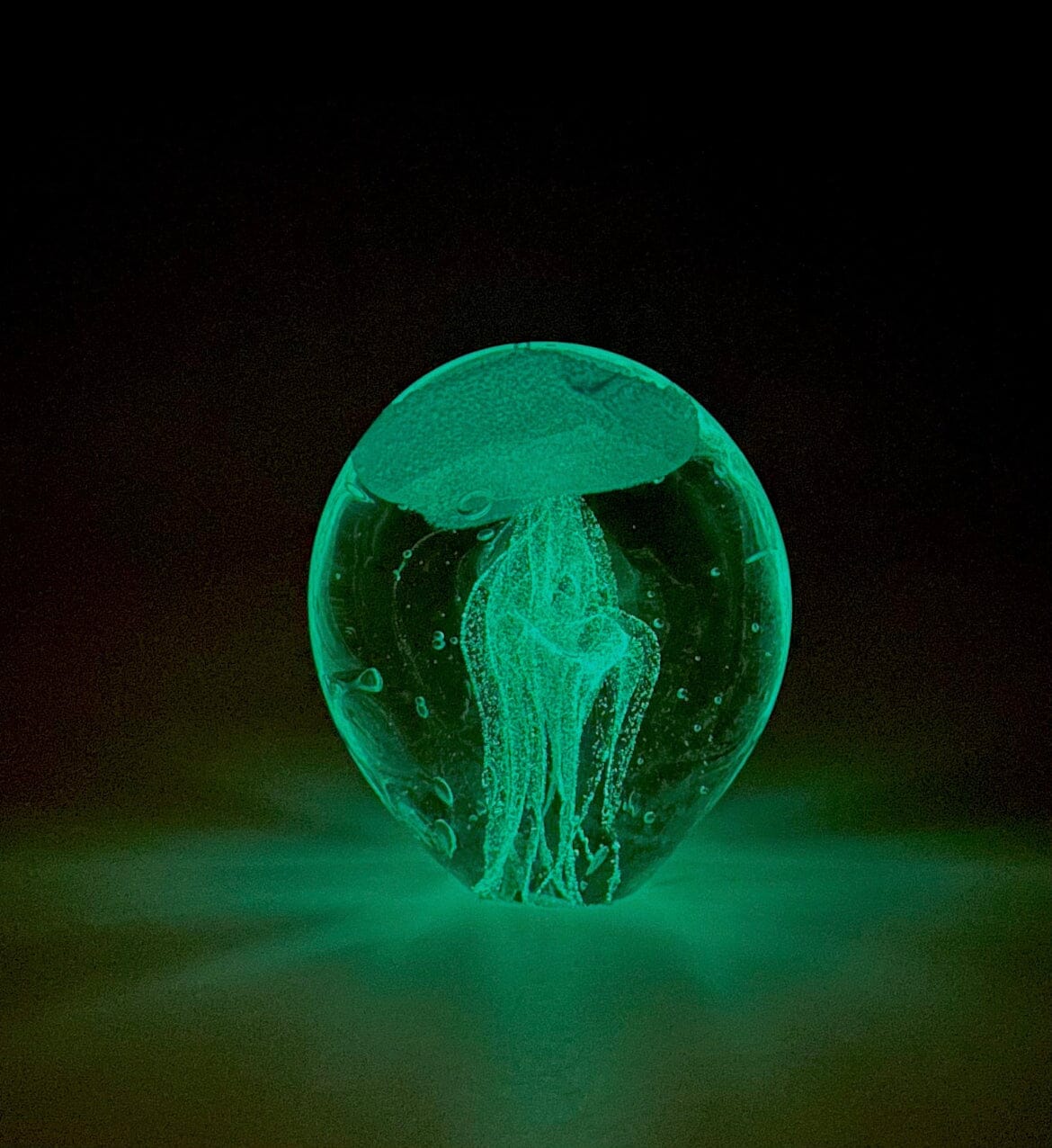 Glow in the Dark Jellyfish Bubble Paperweight, Turquoise Decor Chesapeake Bay 
