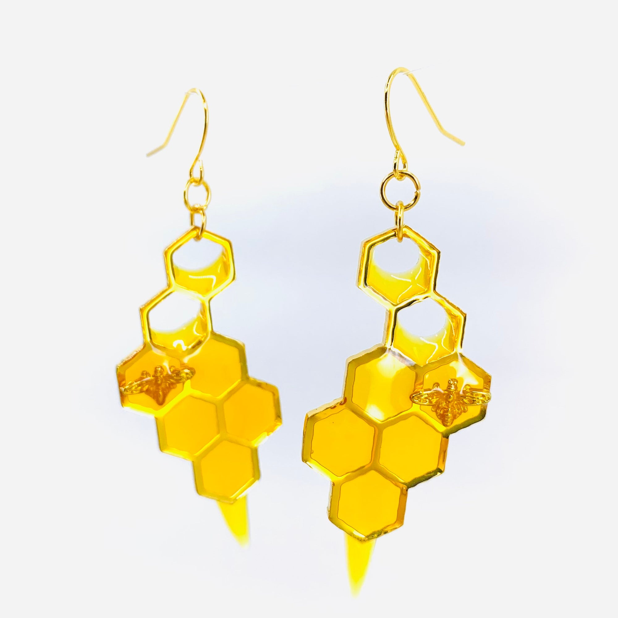 Honeycomb Dangle Earrings Manufactured Overseas 