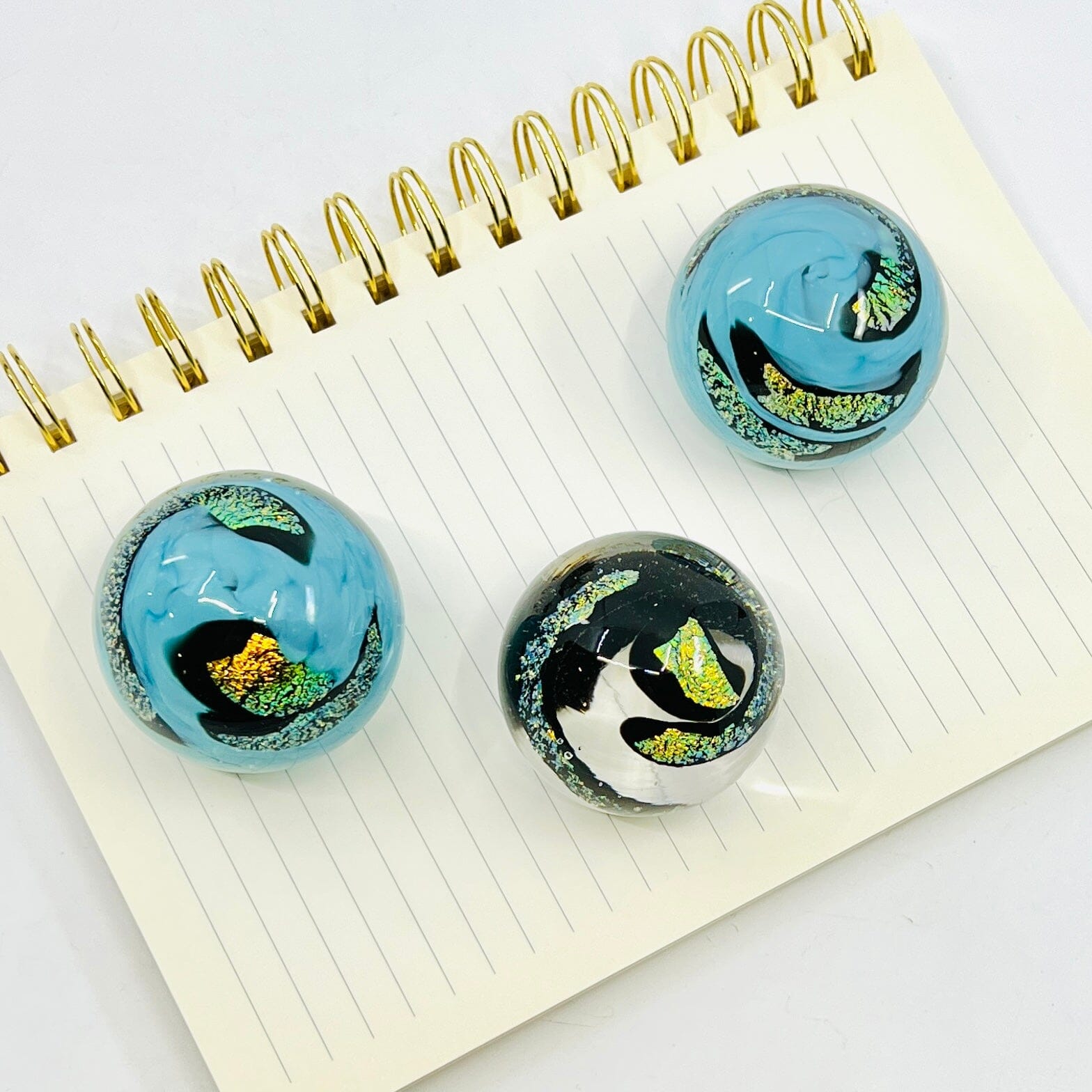 Dichro Glass Paperweight, Blue Accessory Melt Glass 