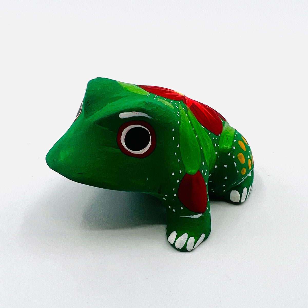 Oaxacan Wood Carved Animal, Frog 1 Miniature Earth View 