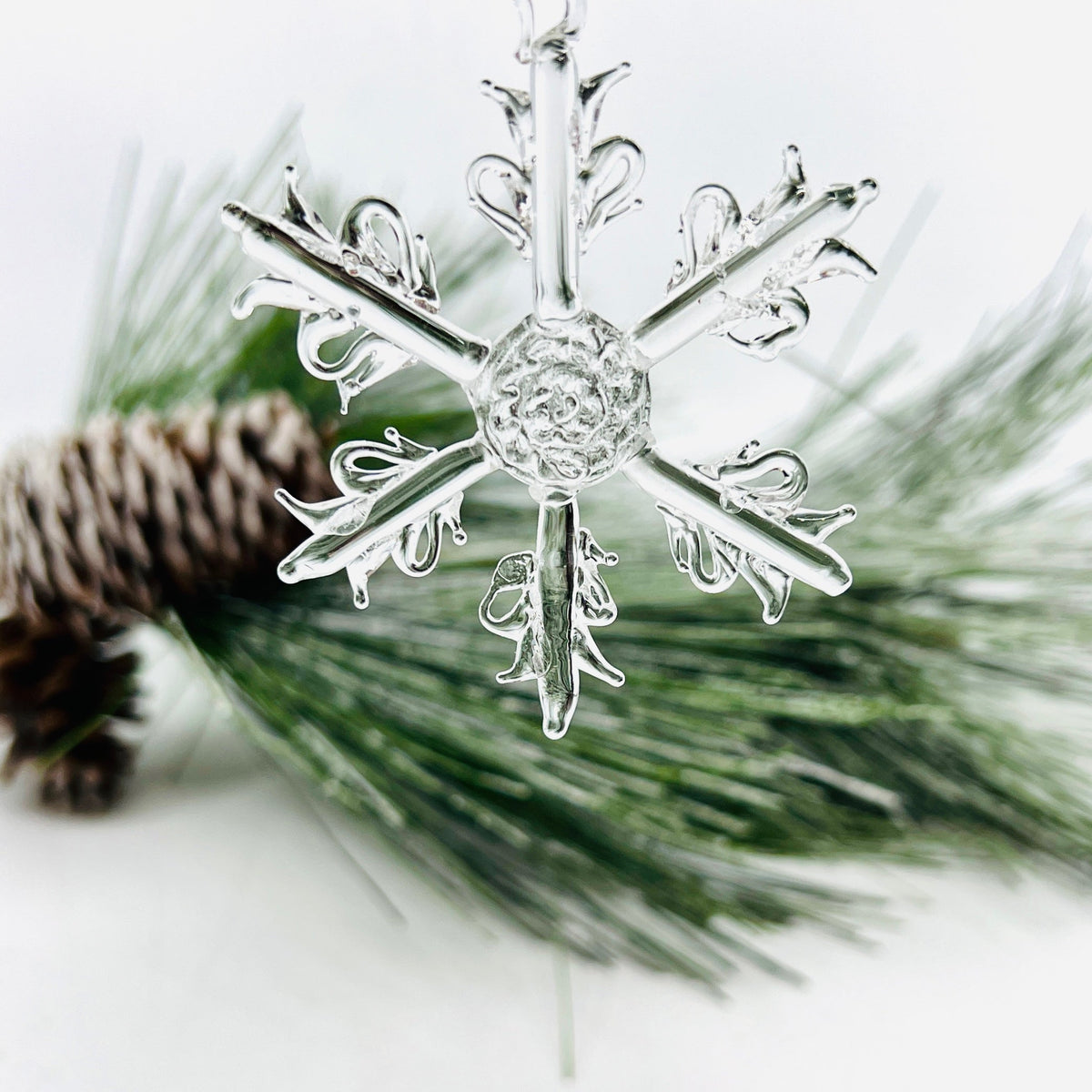 Mini Clear Snowflake, Classic - Luke Adams Glass Blowing Studio