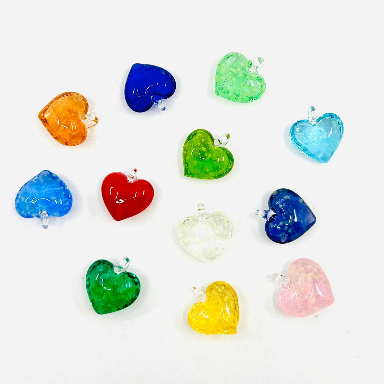 Glass Glow in the Dark Hearts, Green Miniature - 