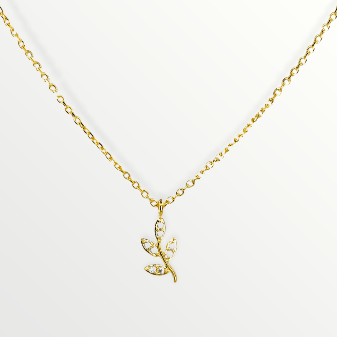 Rhinestone Sprout Necklace - 