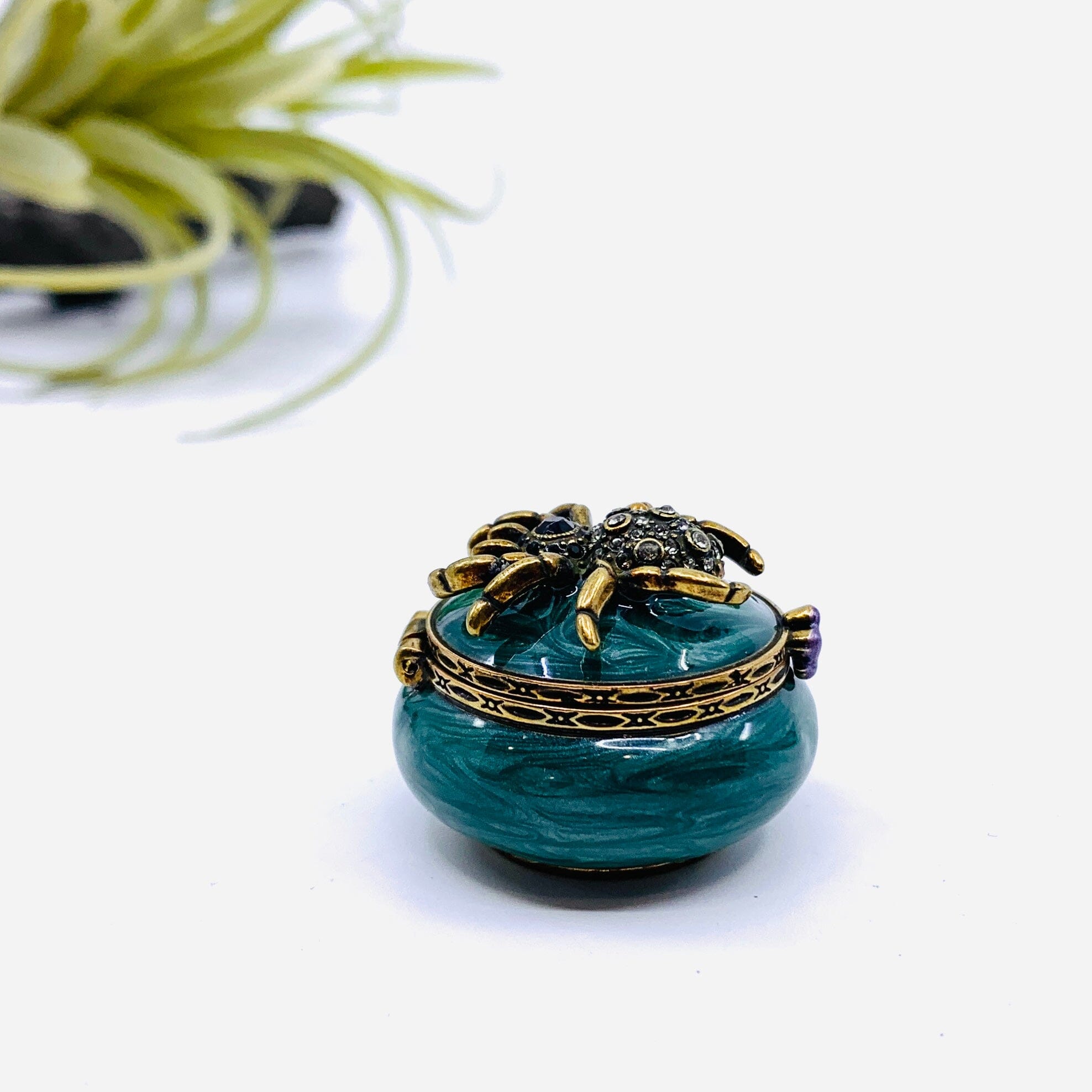 Bejeweled Enamel Trinket Box, Spider Decor Kubla Craft 