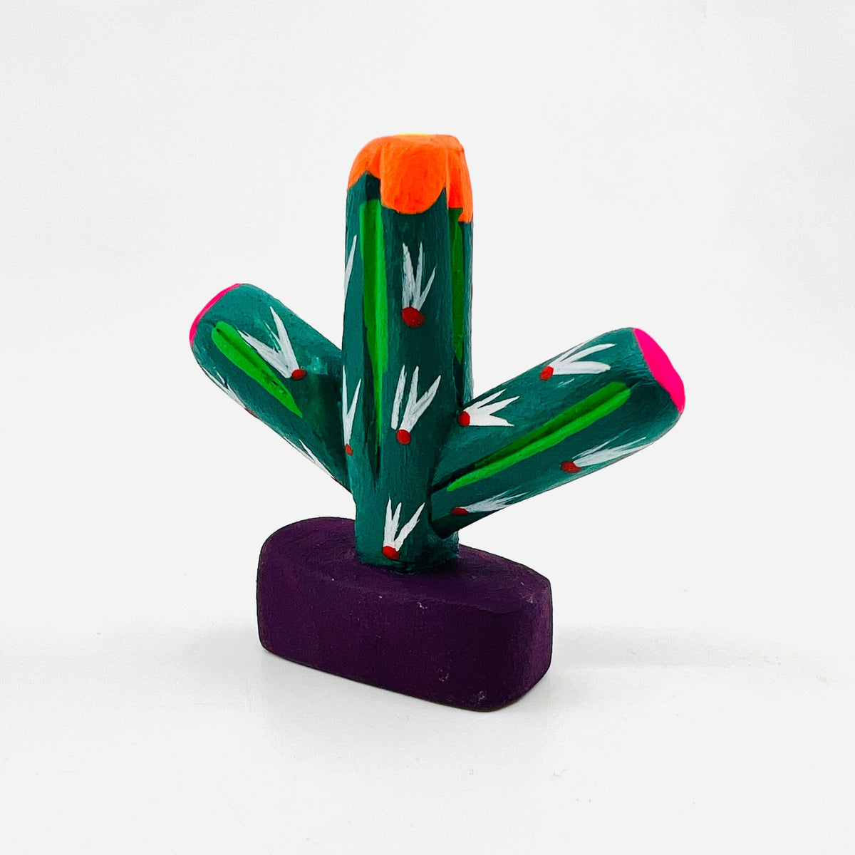 Oaxacan Wood Carved Animal, Cactus 119 Miniature Earth View 