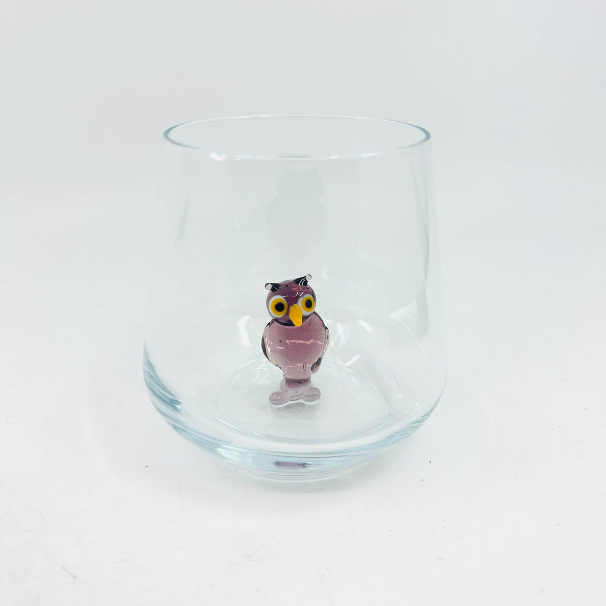 Tiny Animal Wine Glass, Purple Owl Decor MiniZoo 