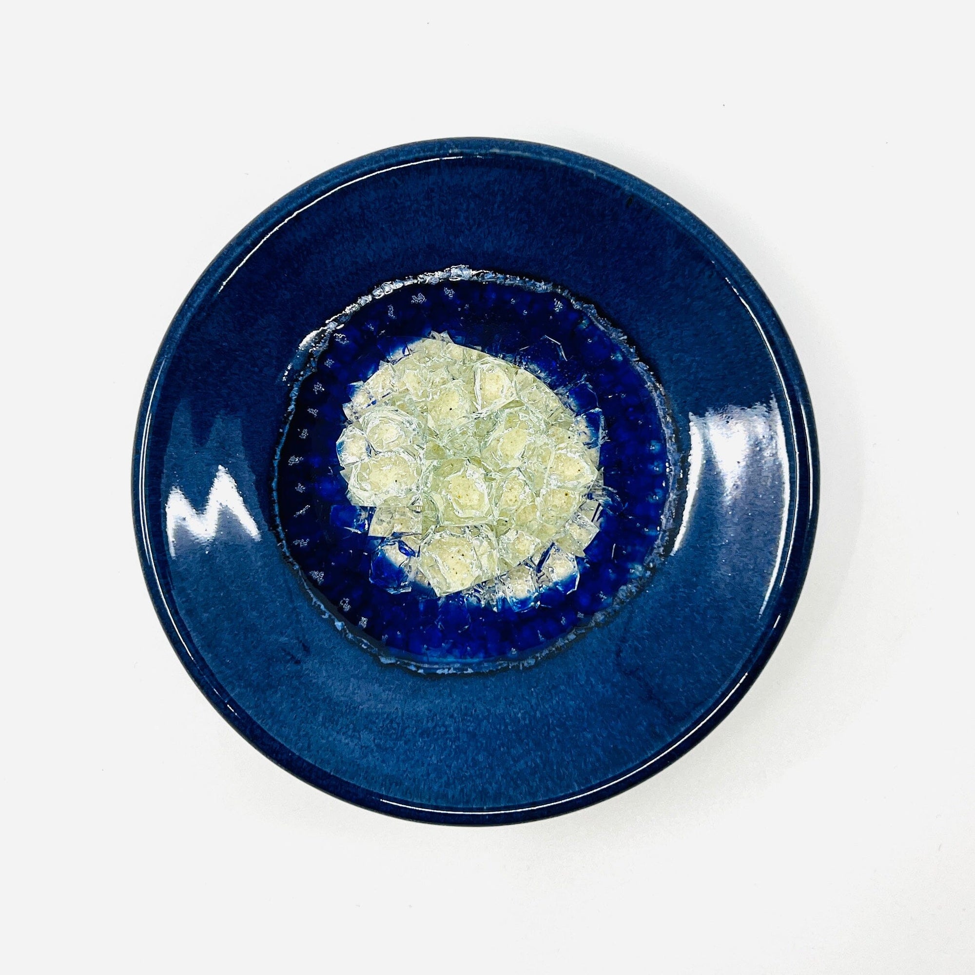 Small Ceramic and Glass Dish, Cobalt Decor Dock 6 