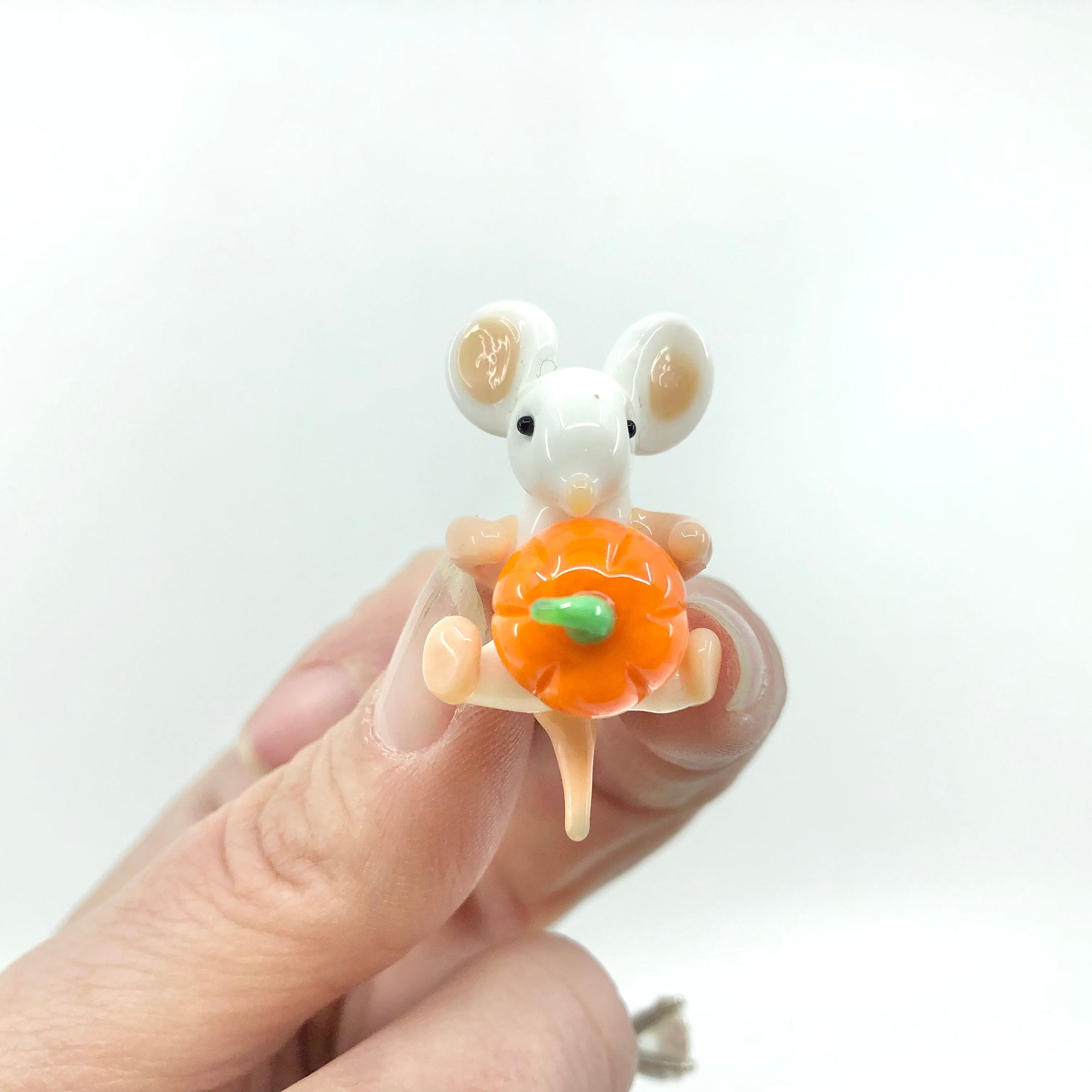 Tiny Pumpkin Pal Mouse - Laying Miniature - 