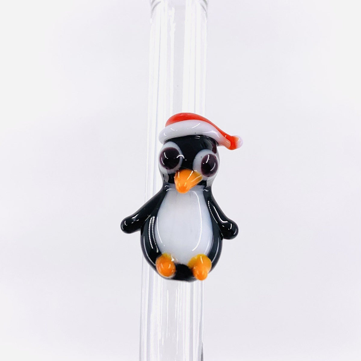 Tiny Animal Glass Straw, Santa Penguin MiniZoo 