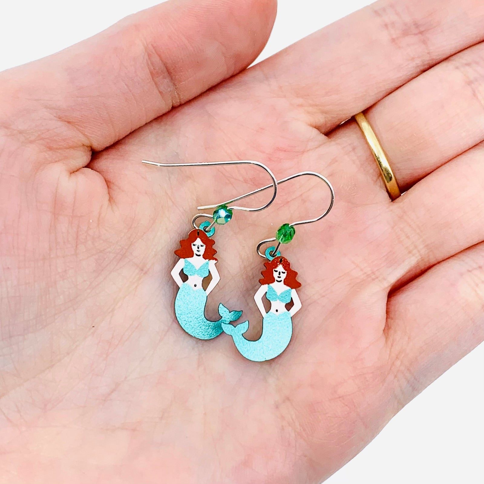 Tiny Whimsical Earrings, Mermaid Sienna Sky 