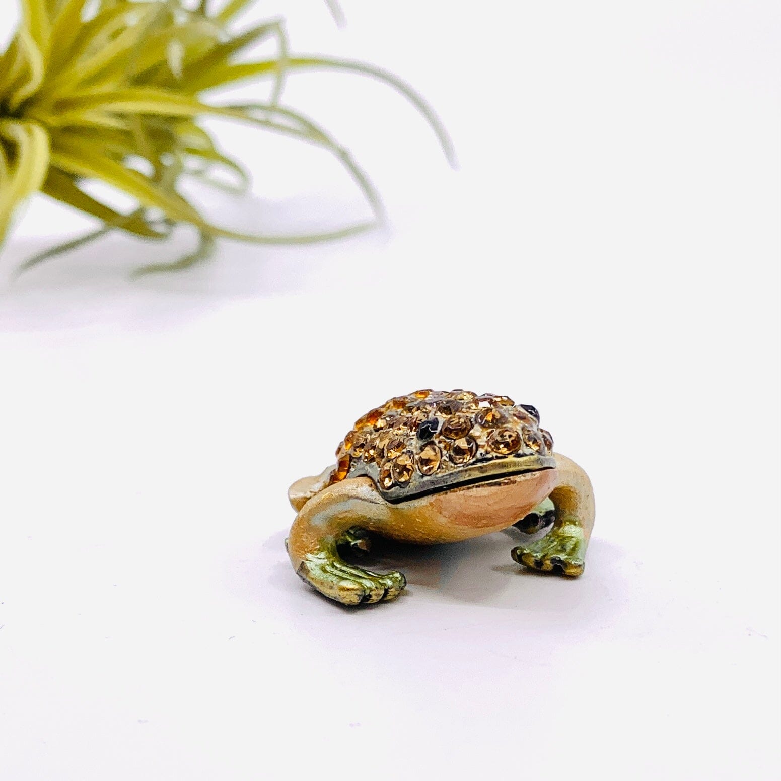 Bejeweled Enamel Trinket Box, Tiny Frog Decor Kubla Craft 