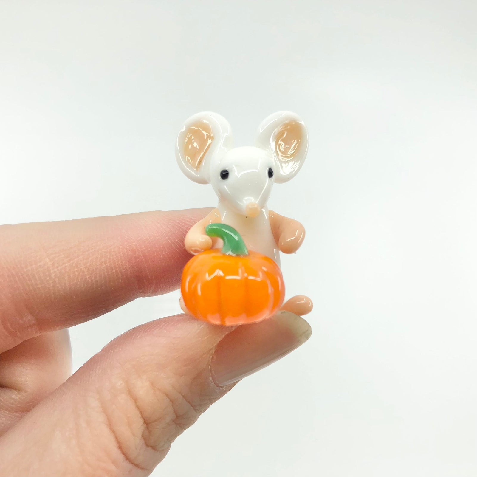 Tiny Pumpkin Pal Mouse - Hugging Miniature - 