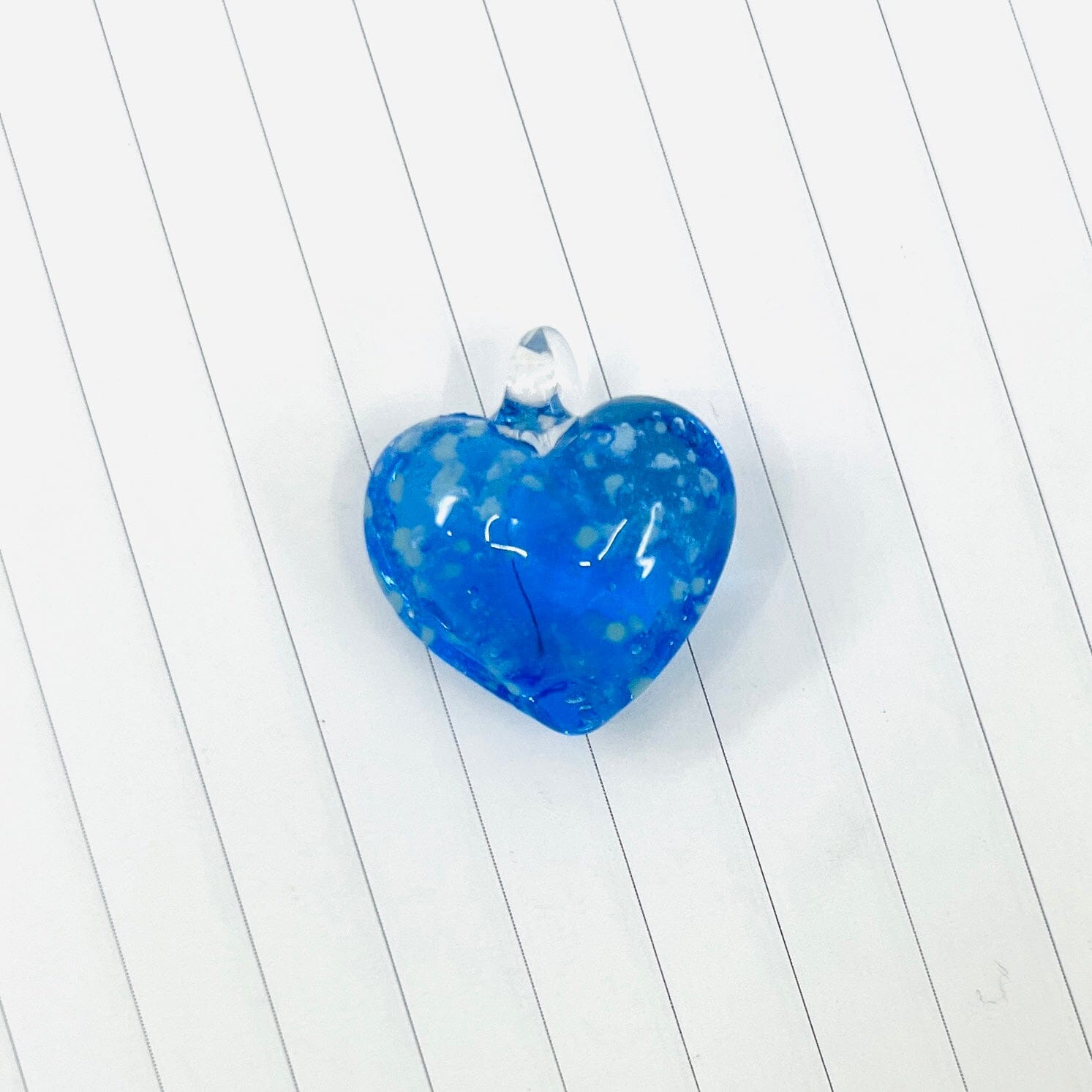 Glass Glow in the Dark Hearts, Robins Egg Blue Miniature - 