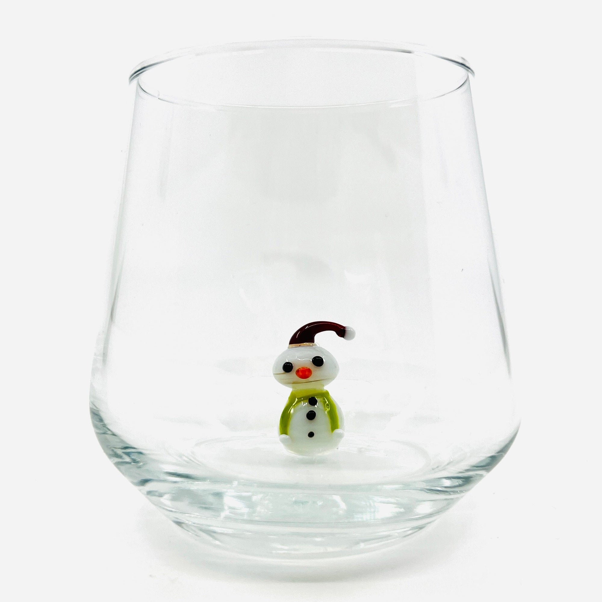 Tiny Animal Wine Glass, Snowman Decor MiniZoo 