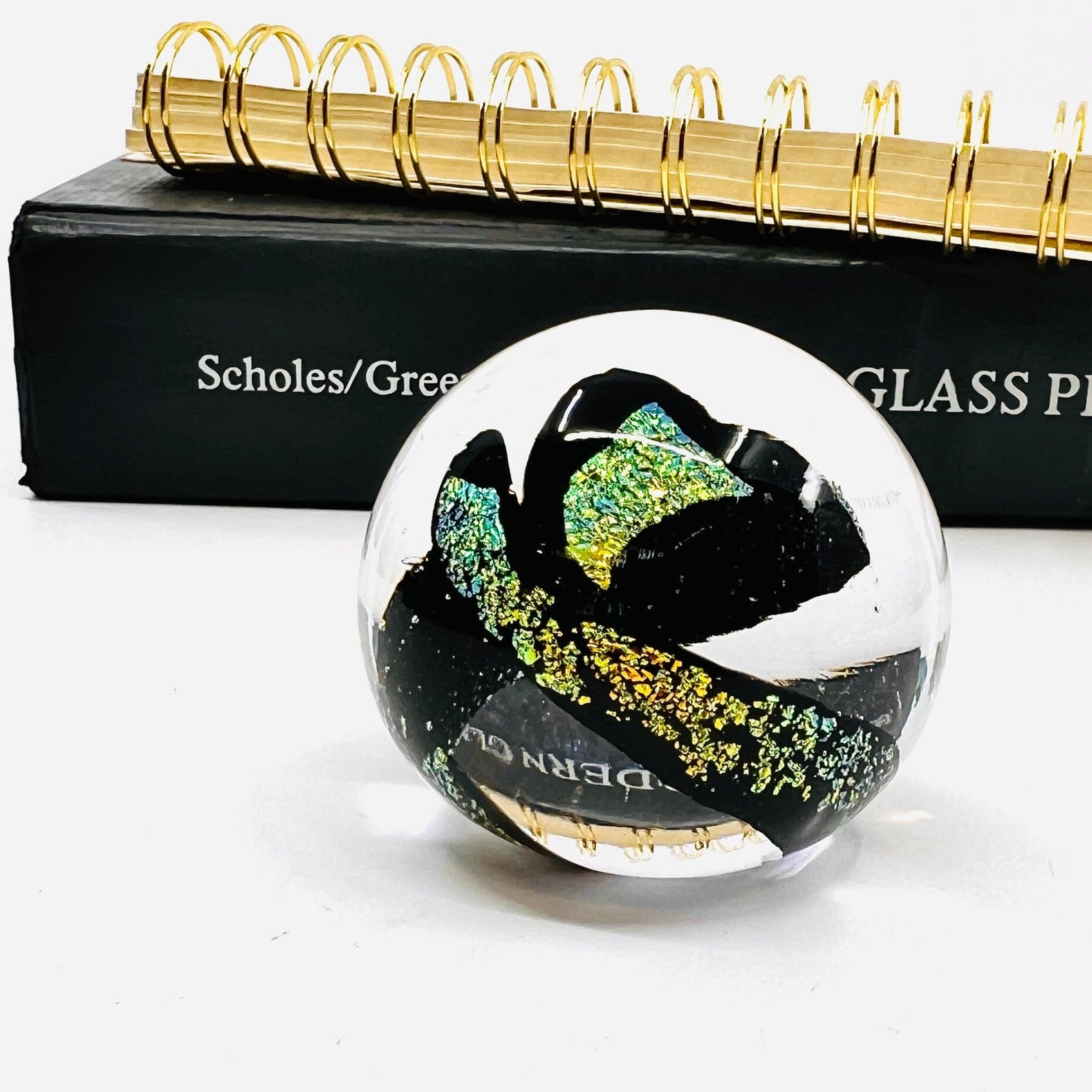 Dichro Glass Paperweight, Clear Accessory Melt Glass 