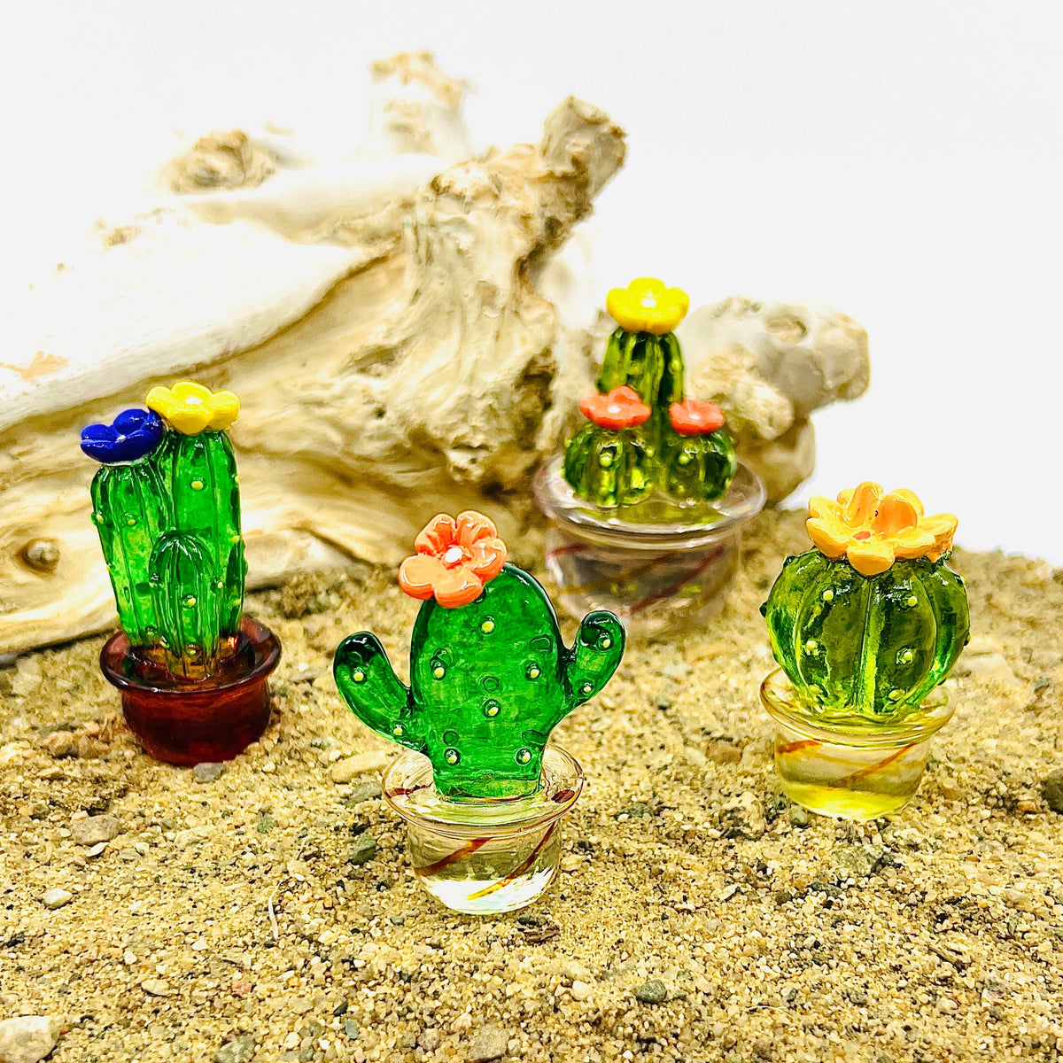 Glass Cactus Family Miniature - 