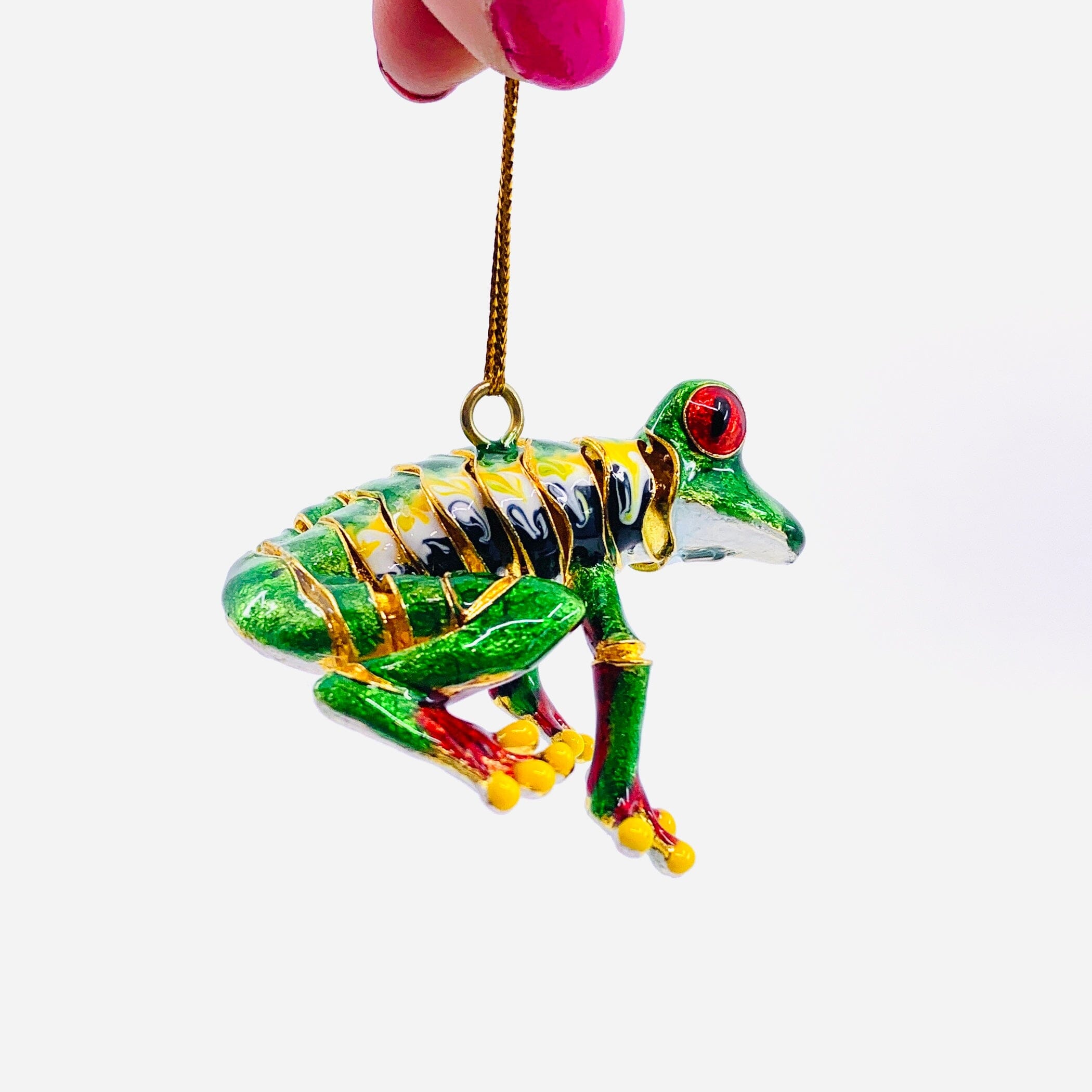 LAST ONE - Enamel Motion Ornament, Tree Frog - Luke Adams Glass