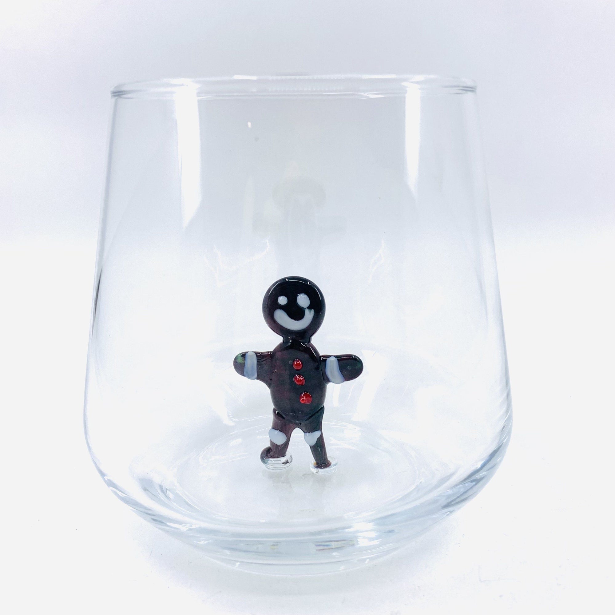 Tiny Animal Wine Glass, Gingerbread Man Decor MiniZoo 