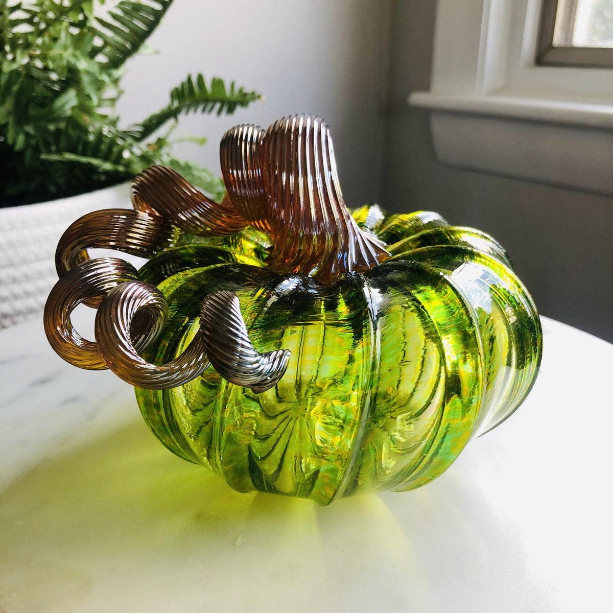 Autumn Green Pumpkin Pumpkins Luke Adams Glass Blowing Studio 