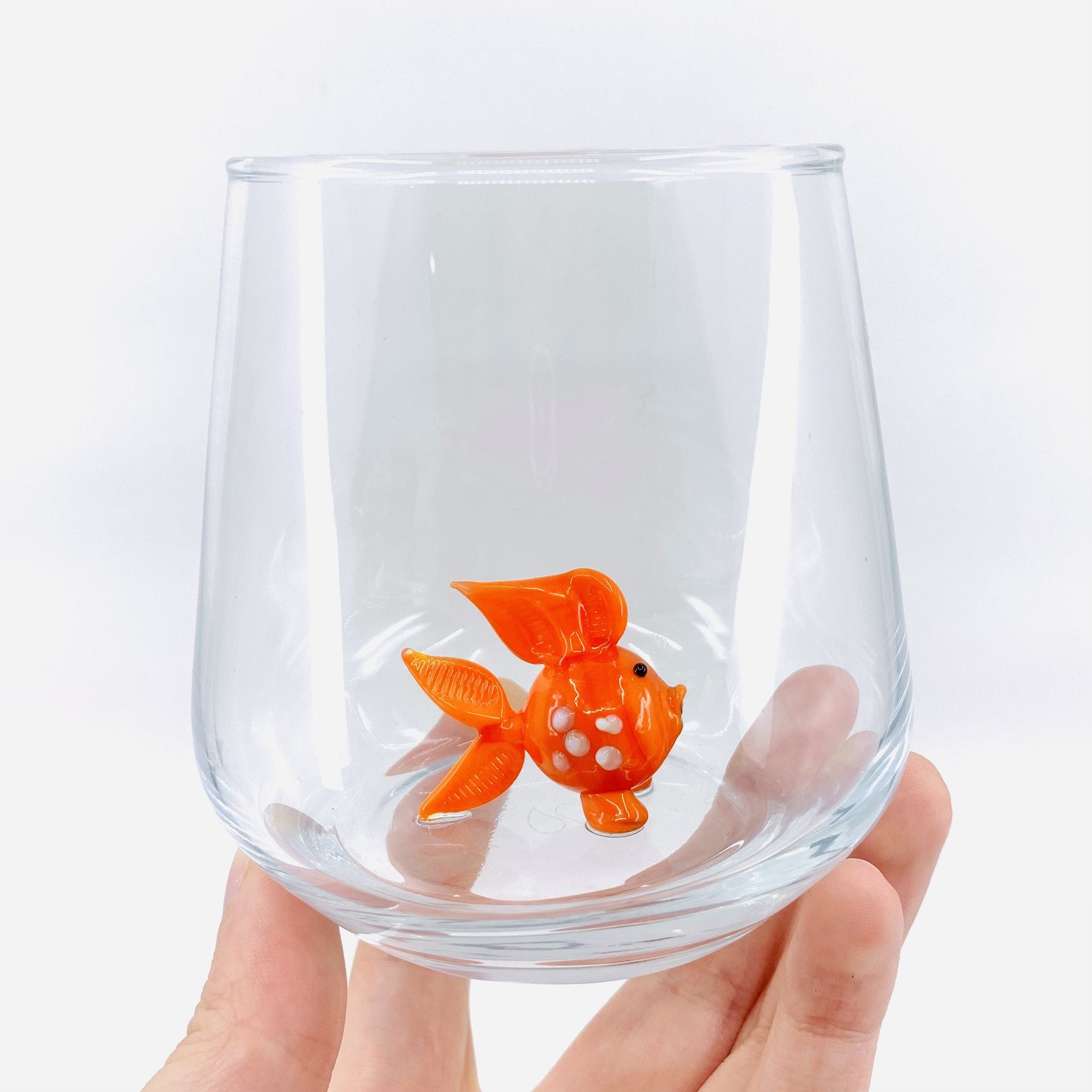 11 oz Tiny Animal Wine Glass, Goldfish