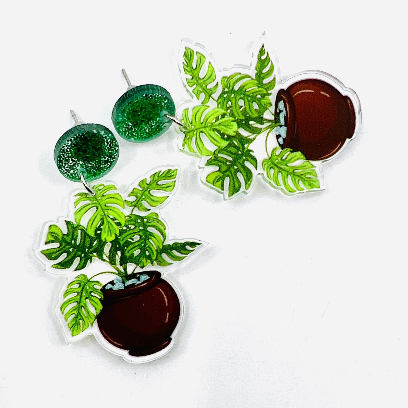 Acrylic Earrings, House Plant Jewelry - 