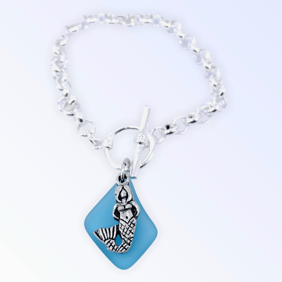 Sea Glass Charm Bracelet, Mermaid Jewelry Basic Spirit 
