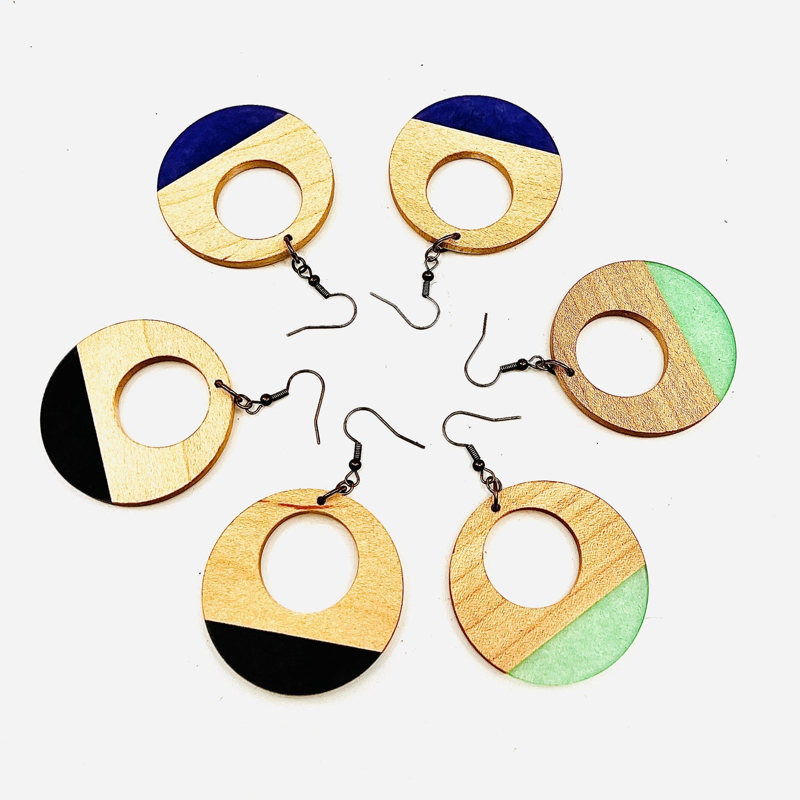 Beach Baby Wooden Disc Earrings Second Nature Jewelry Seafoam 