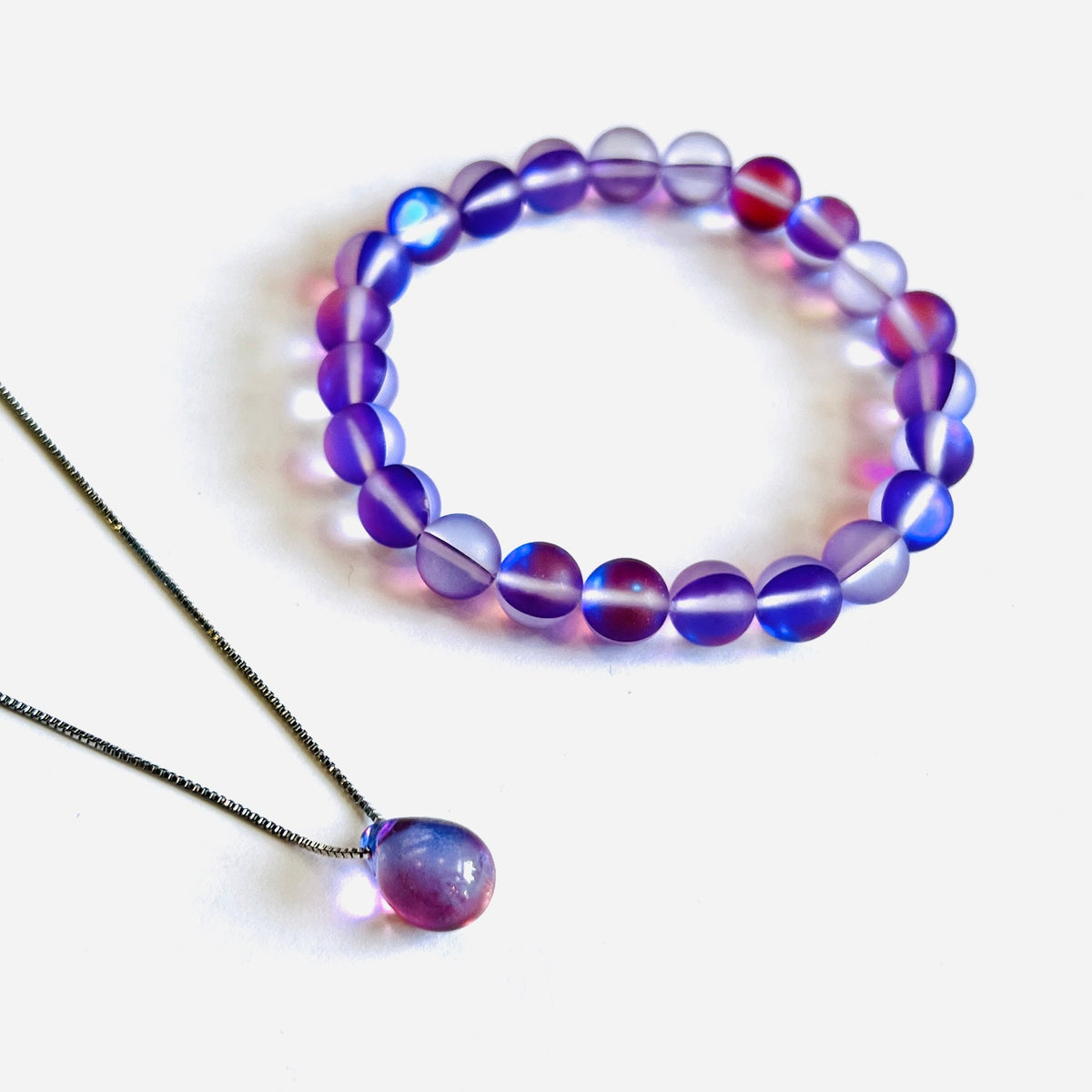 Mermaid Tear Glass Pendant Necklace Jewelry - 