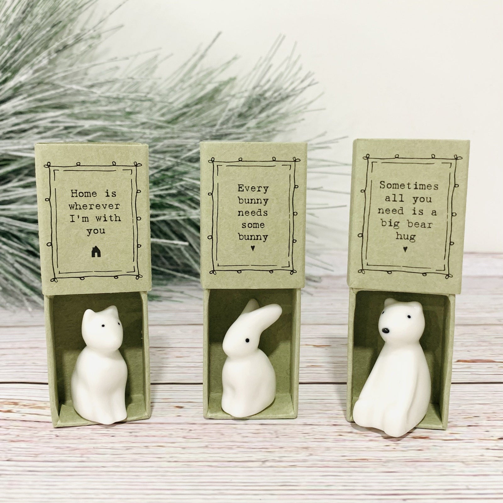 Porcelain Animal and Matchbox Miniature East of India Sometimes all you need is a big bear hug 