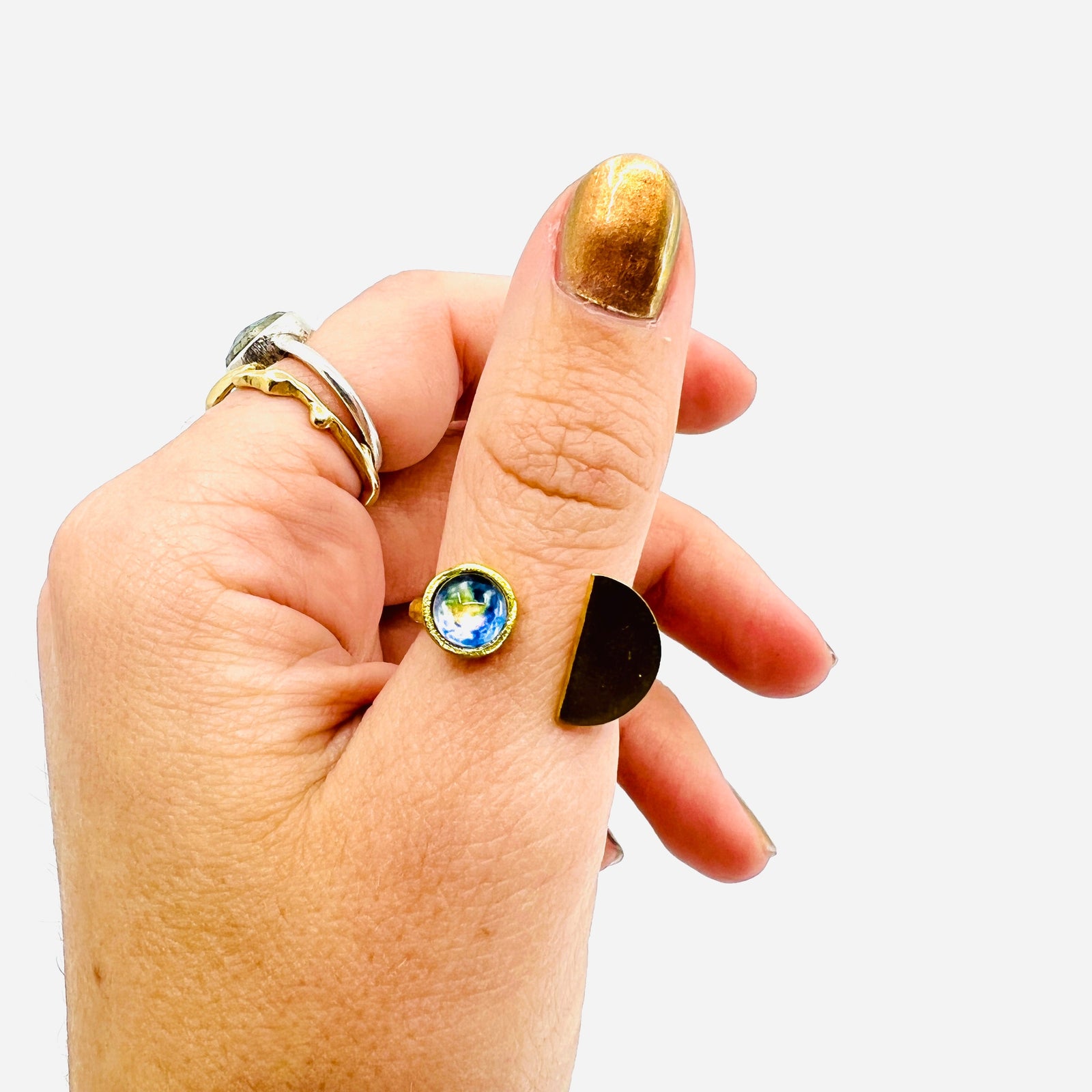 Earthrise Adjustable Ring Jewelry Yugen Handmade 