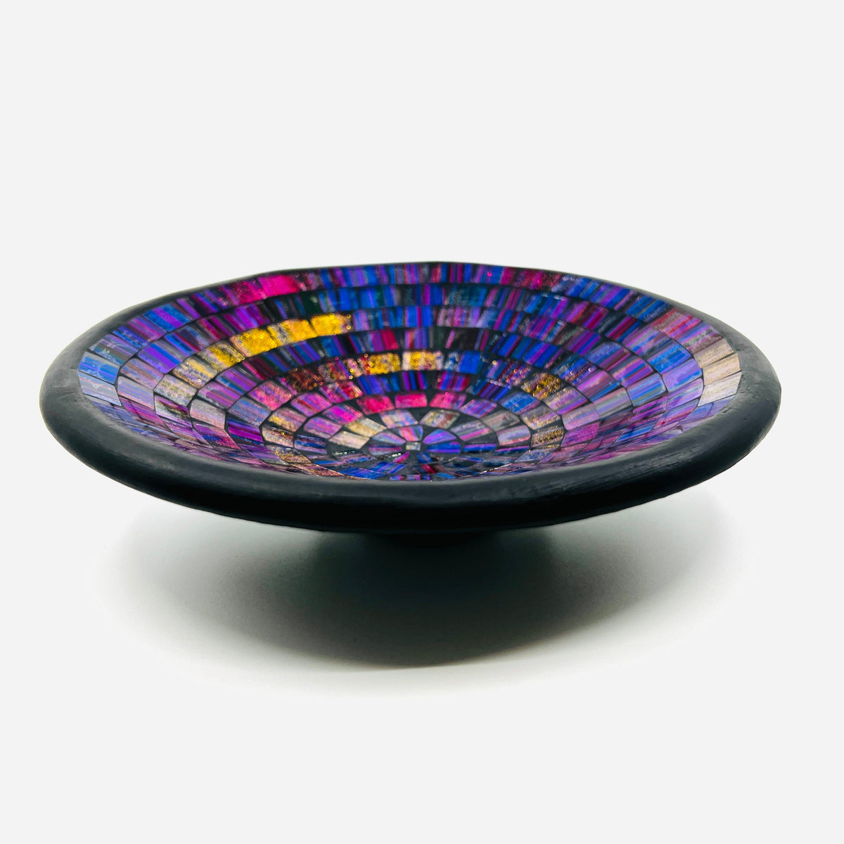 Glass Mosaic Dish, Round Glitter Unicorn Decor M. S. Tropical Enterprises 