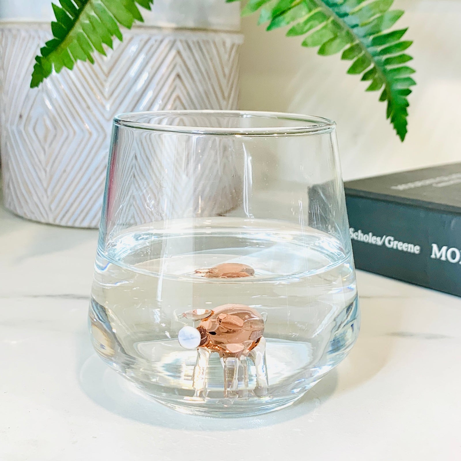 Tiny Animal Wine Glass, Pink Piggy Decor MiniZoo 