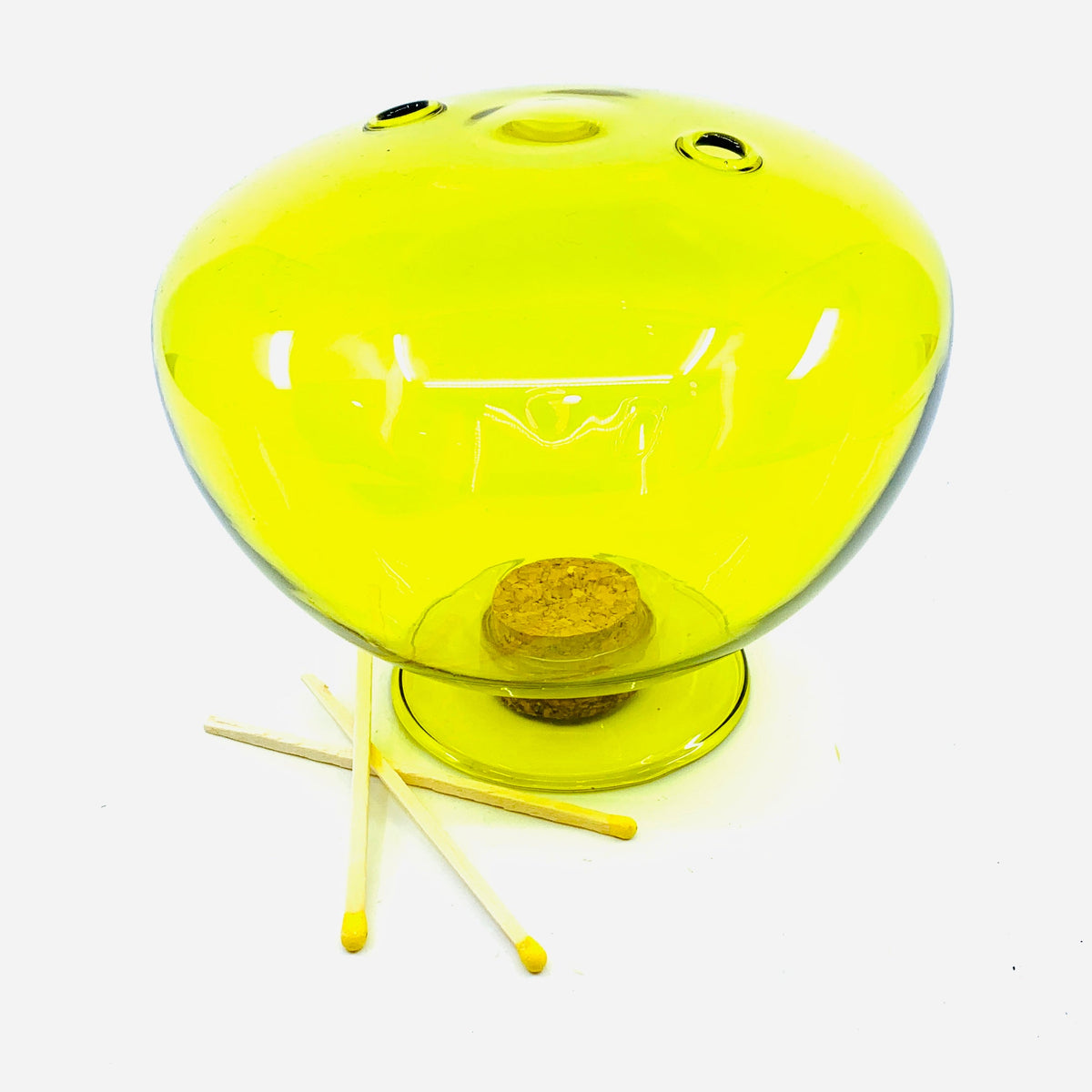 Deco Glass Matchstick Holder Creative Co-op Yellow 