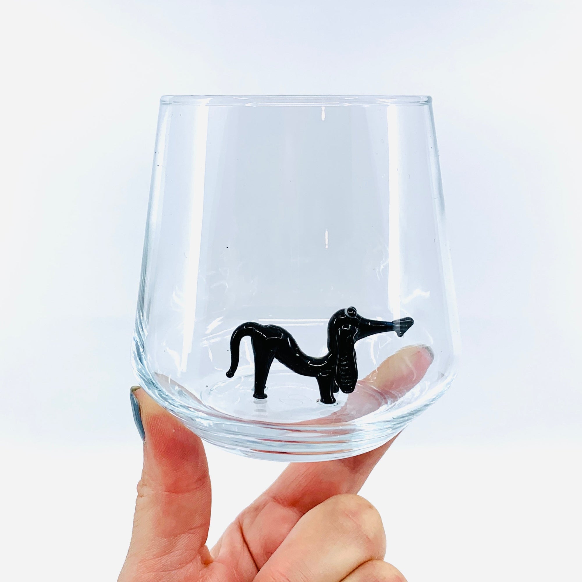 Tiny Animal Wine Glass, Dachshund Dog Decor MiniZoo 