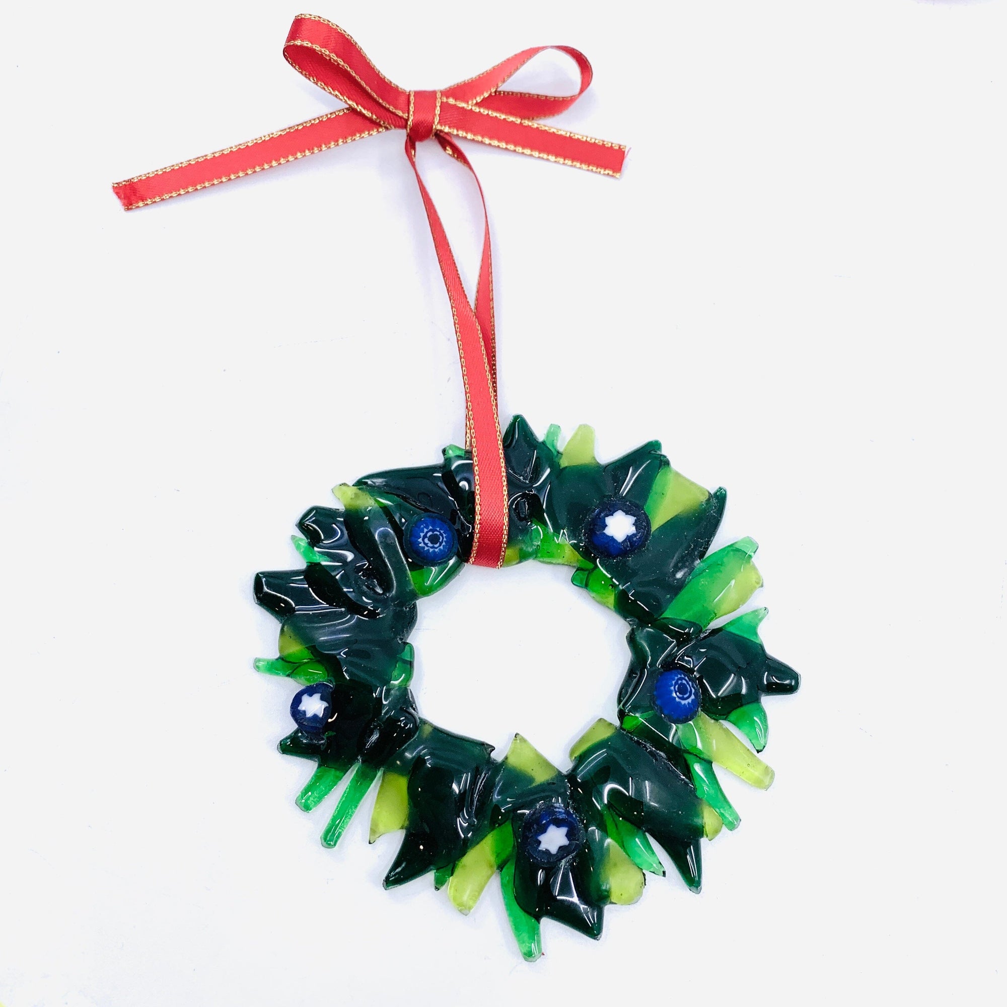 Fused Glass Festive Wreath Ornament 5 Ornament Jean 