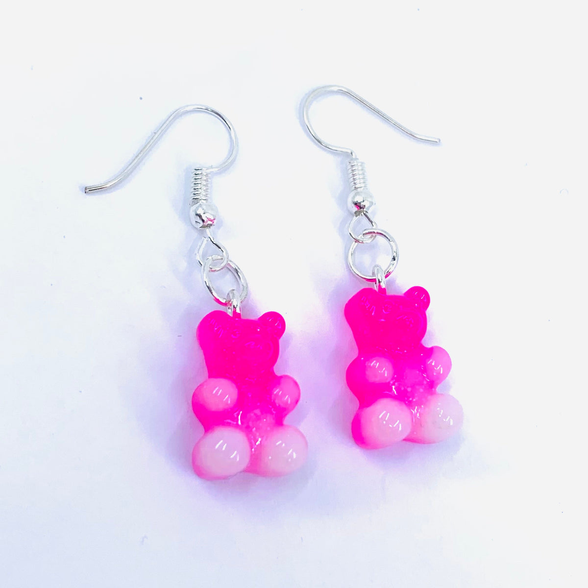 Gummy Bear Earrings Jewelry - Hot Pink White 