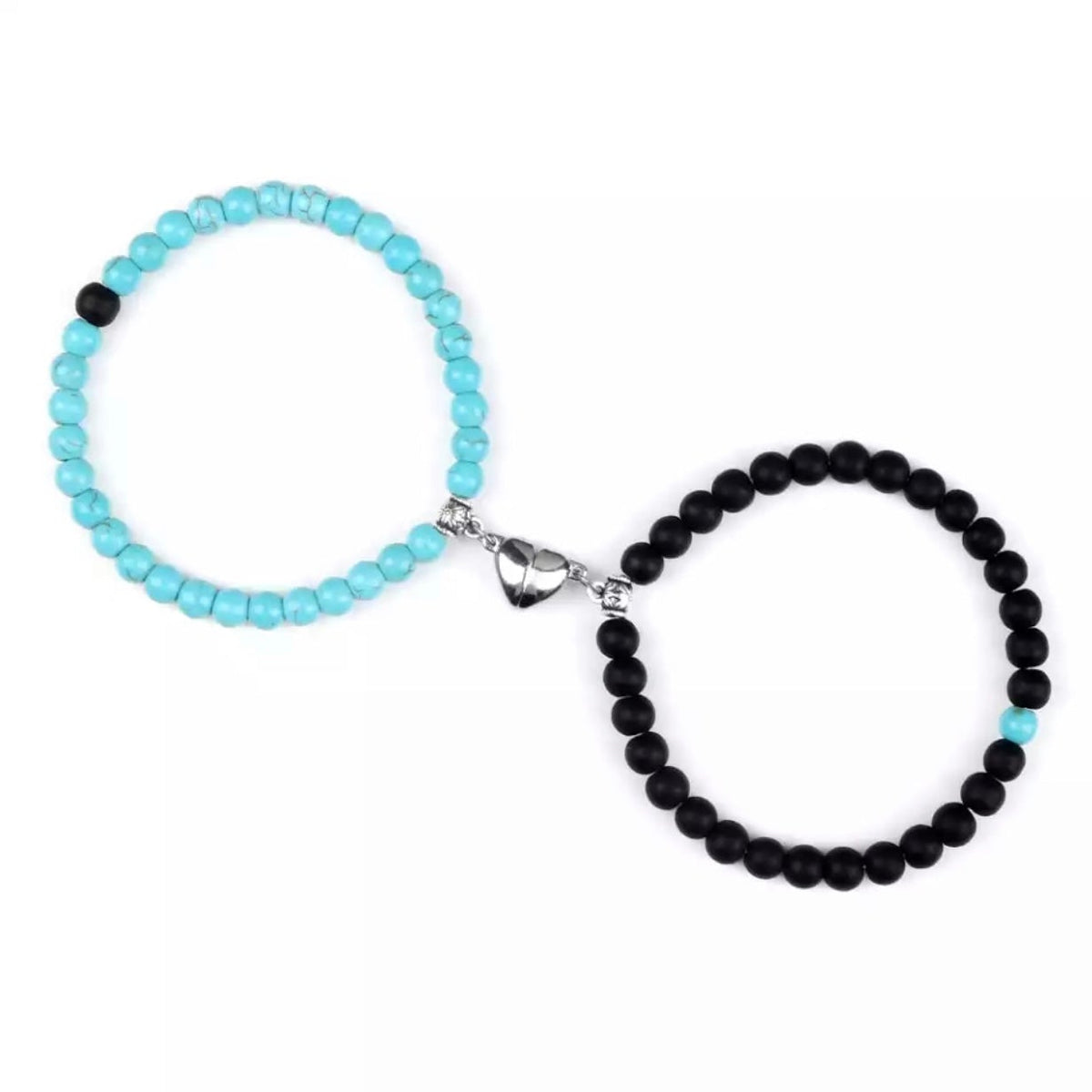 Couples Magnetic Bracelet Set Jewelry - Turquoise and Black 