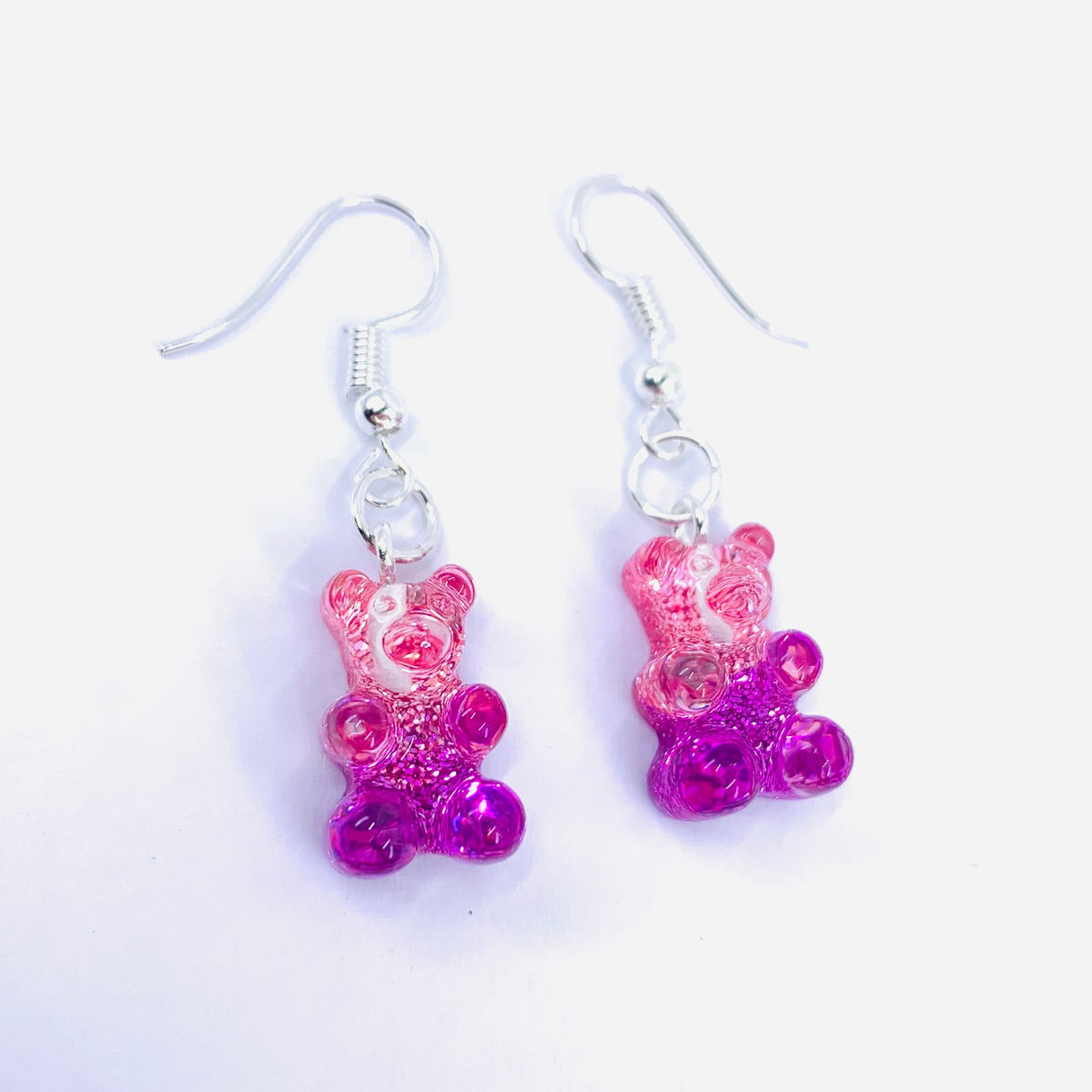 Gummy Bear Earrings Jewelry - Pink Magenta Glitter 