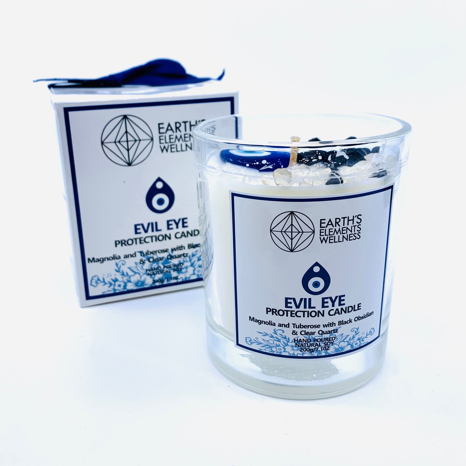 Crystal Candle, Evil Eye Decor Earth's Elements 