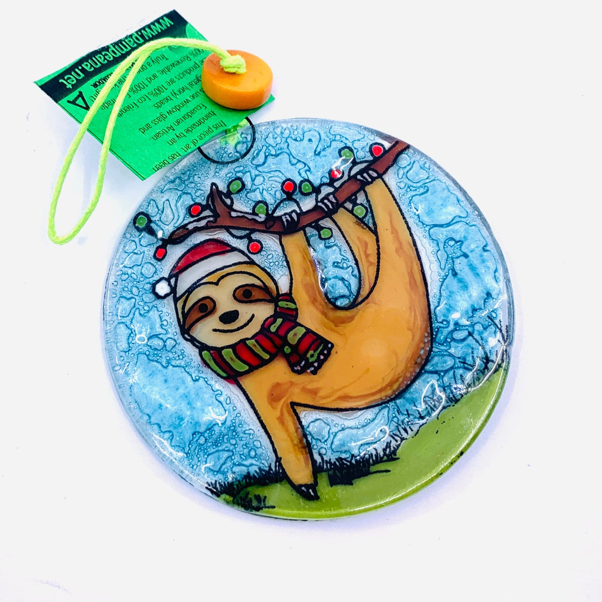 Fair Trade Ornament 107 Festive Sloth Ornament Pam Peana 