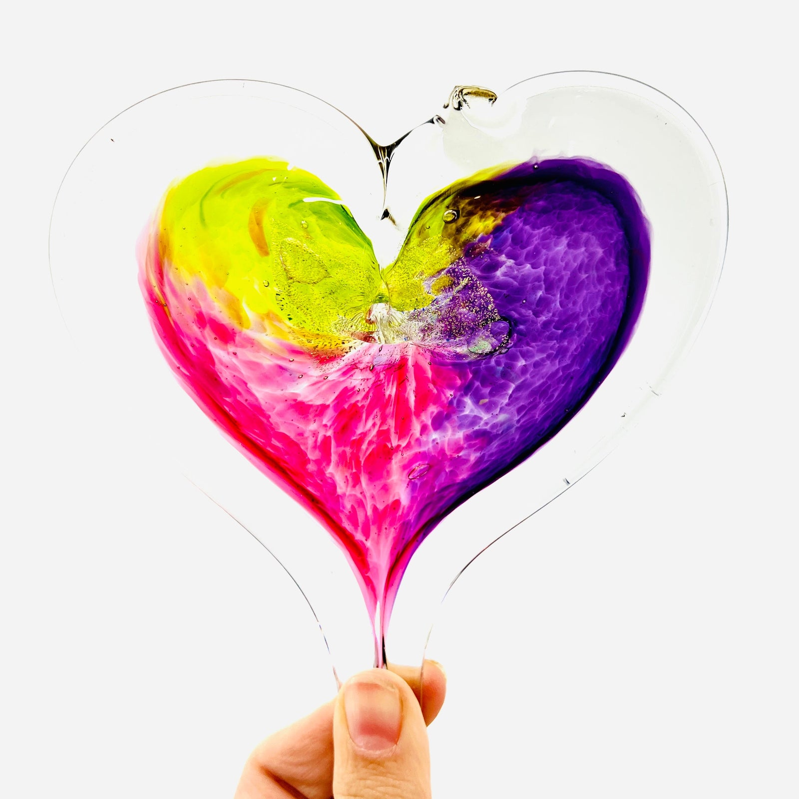 Heart Ornament, Bloom Suncatcher Luke Adams Glass Blowing Studio 